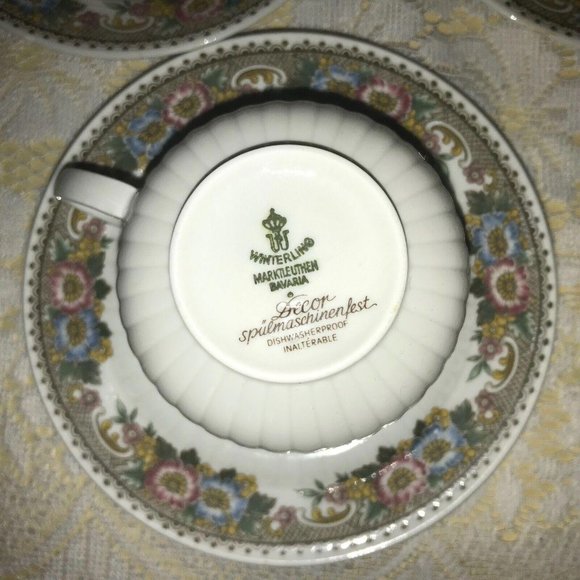 Winterling Marktleuthen Bavaria Ribbed Floral Cups & Saucers 5 Sets =10Pc - Picture 4 of 9